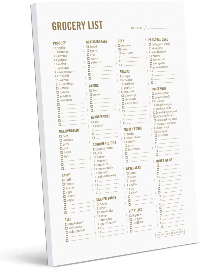 Two Tumbleweeds Grocery List Magnet Pad for Fridge - 6 x 9"" - Grocery Shopping Checklist Notepad with Categories 50 Sheets - Image 1